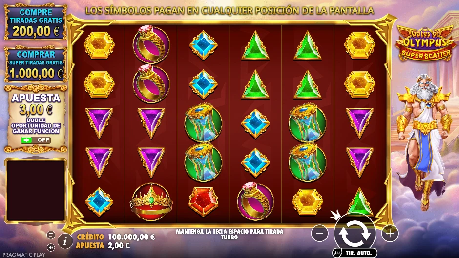 Pantalla principal de Gates of Olympus Super Scatter